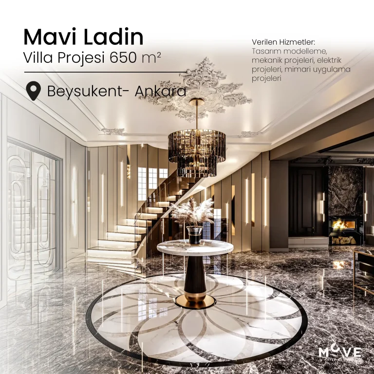 Mavi Ladin - Anahtar Teslim Villa İç Tasarım Projesi