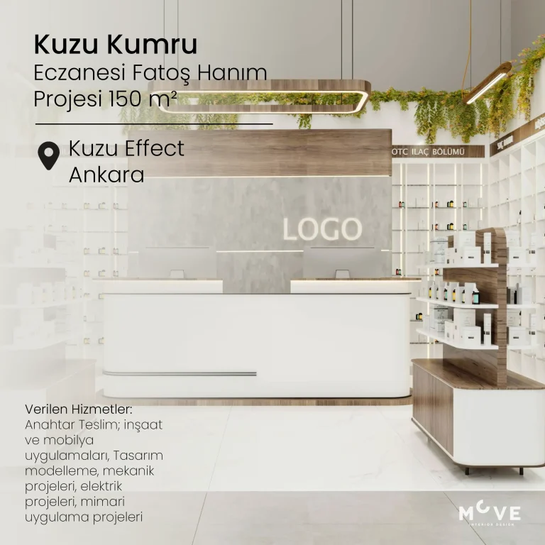 Kuzu Kumru - Anahtar Teslim Eczane İç Tasarım Projesi